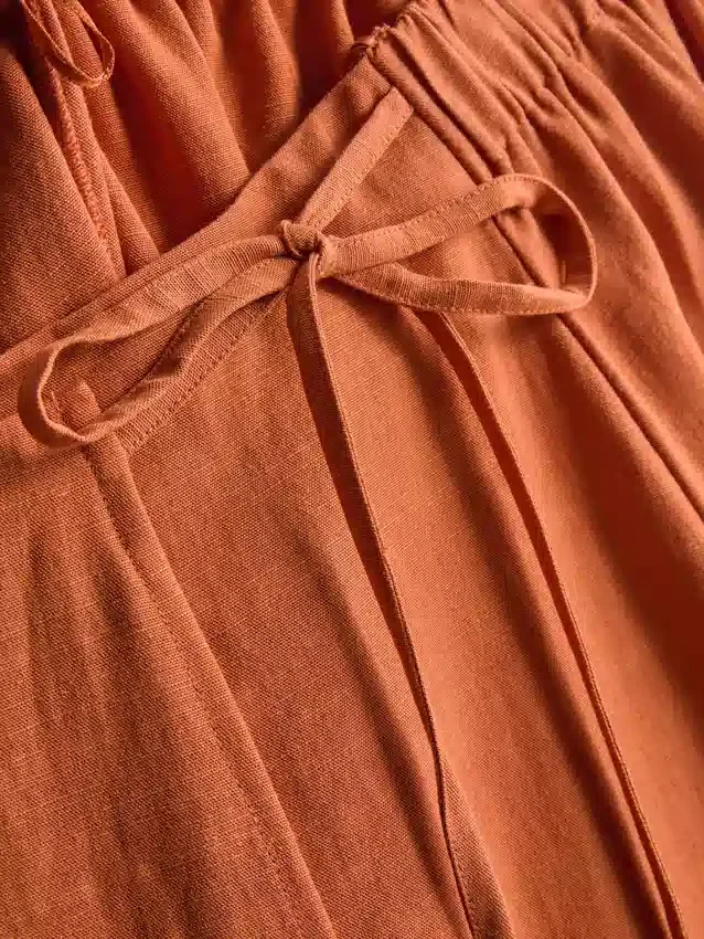 Cotton-blend side-tie midi skirt