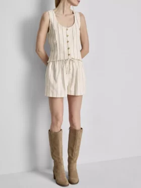 Cotton blend striped shorts