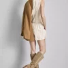 Cotton blend striped shorts