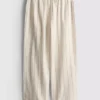 Cotton blend striped wide leg pants