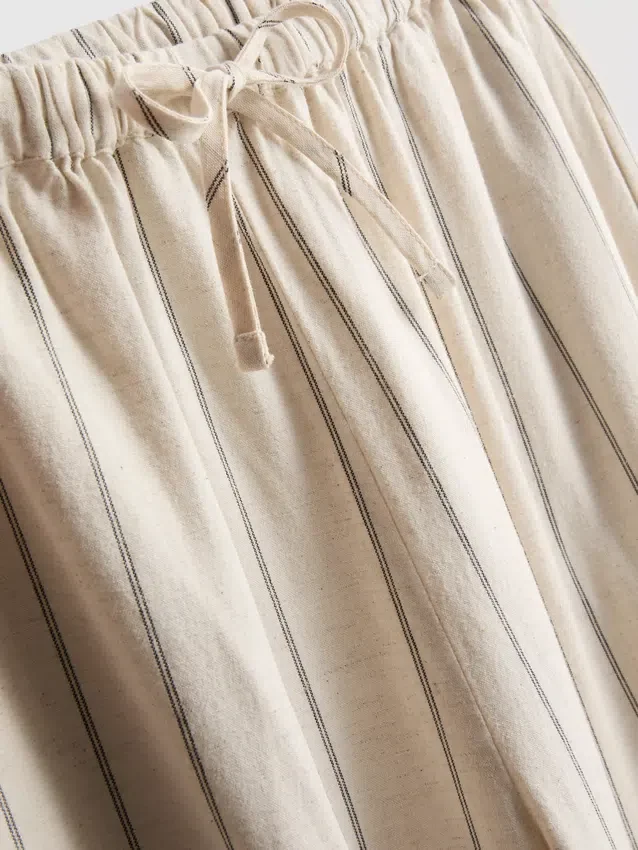 Cotton blend striped wide leg pants