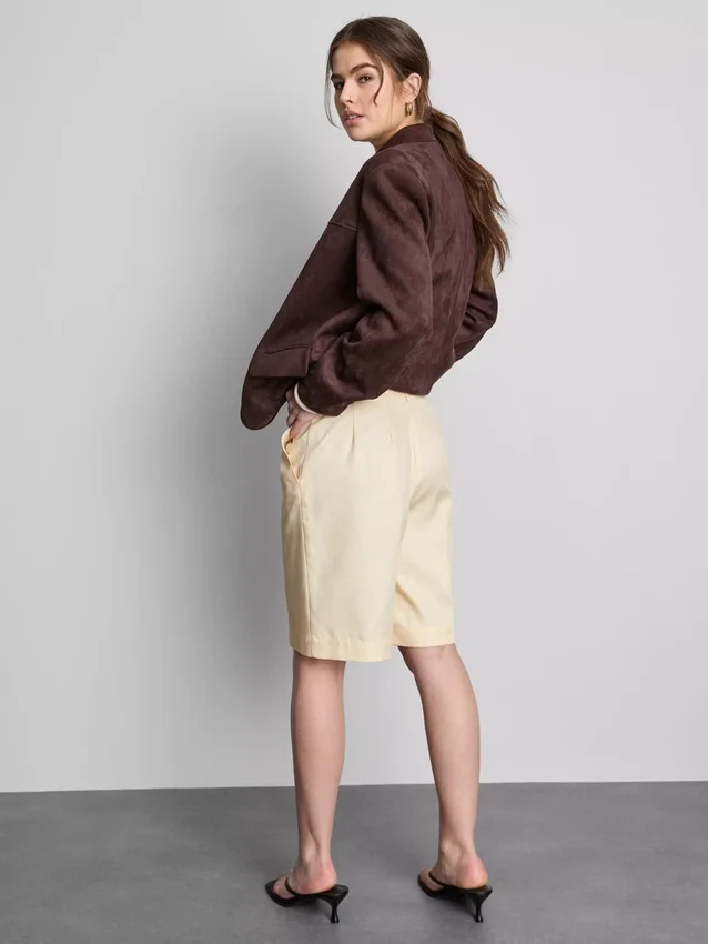 Cotton-blend tailored bermuda shorts