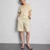 Cotton-blend tailored short-sleeve blazer