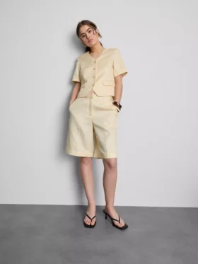 Cotton-blend tailored short-sleeve blazer
