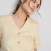 Cotton-blend tailored short-sleeve blazer