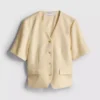 Cotton-blend tailored short-sleeve blazer