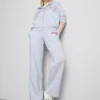 Cotton-blend wide-leg athletics joggers