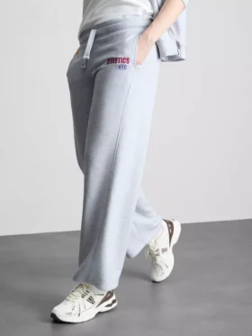 Cotton-blend wide-leg athletics joggers