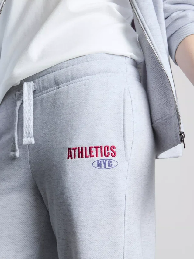 Cotton-blend wide-leg athletics joggers