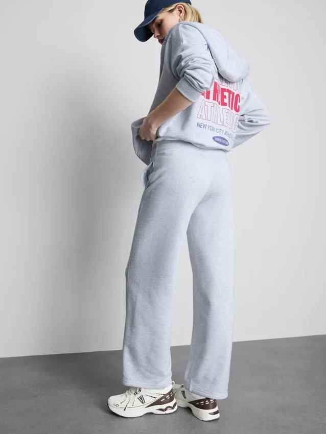 Cotton-blend wide-leg athletics joggers
