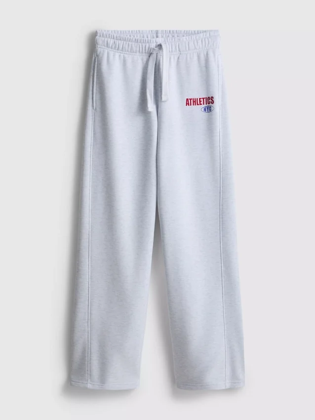 Cotton-blend wide-leg athletics joggers