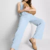Cotton-blend wide-leg pants