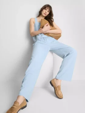 Cotton-blend wide-leg pants