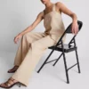 Cotton-blend wide-leg pants
