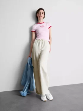 Cotton-blend wide-leg pants