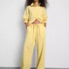 Cotton-blend wide-leg pants