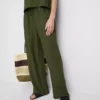 Cotton-blend wide-leg pants