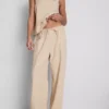 Cotton-blend wide-leg pants