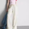 Cotton-blend wide-leg pants
