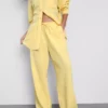 Cotton-blend wide-leg pants