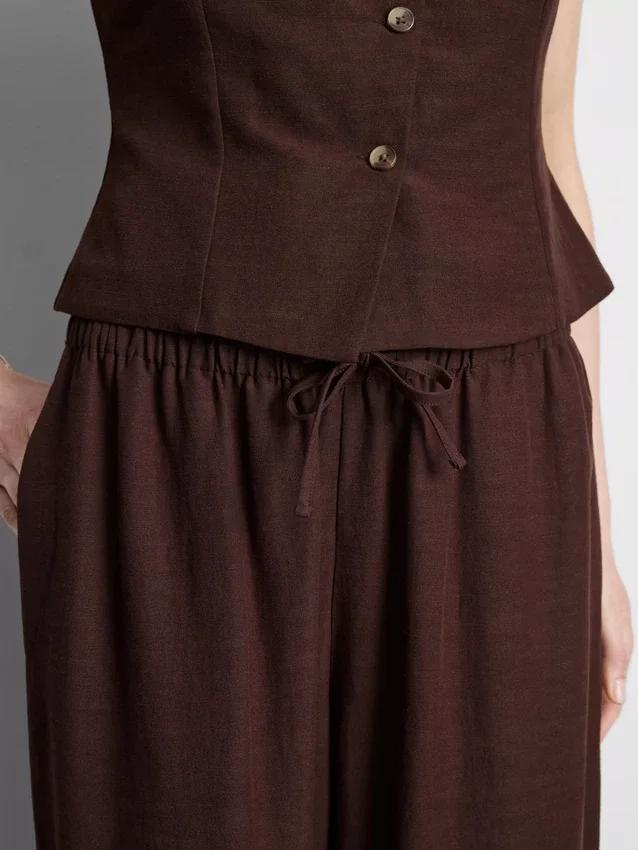 Cotton-blend wide-leg pants