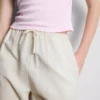 Cotton-blend wide-leg pants