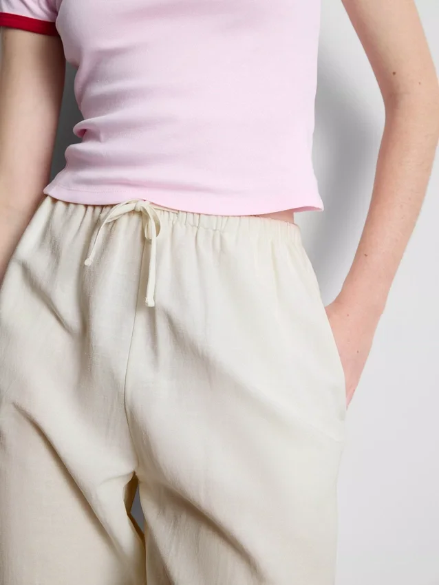 Cotton-blend wide-leg pants