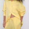 Cotton-blend wide-leg pants