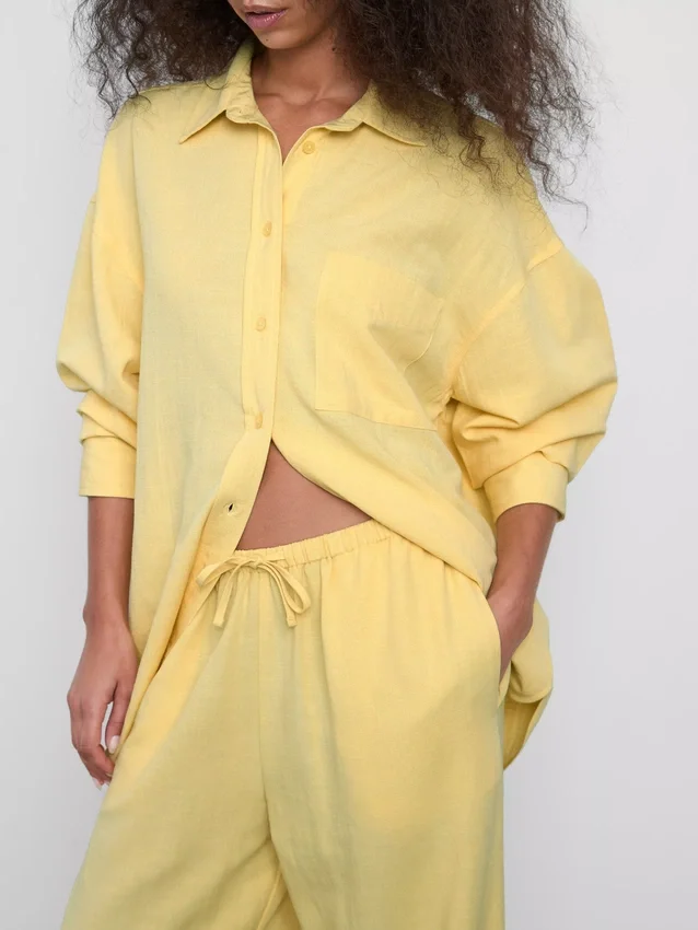 Cotton-blend wide-leg pants