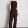 Cotton-blend wide-leg pants
