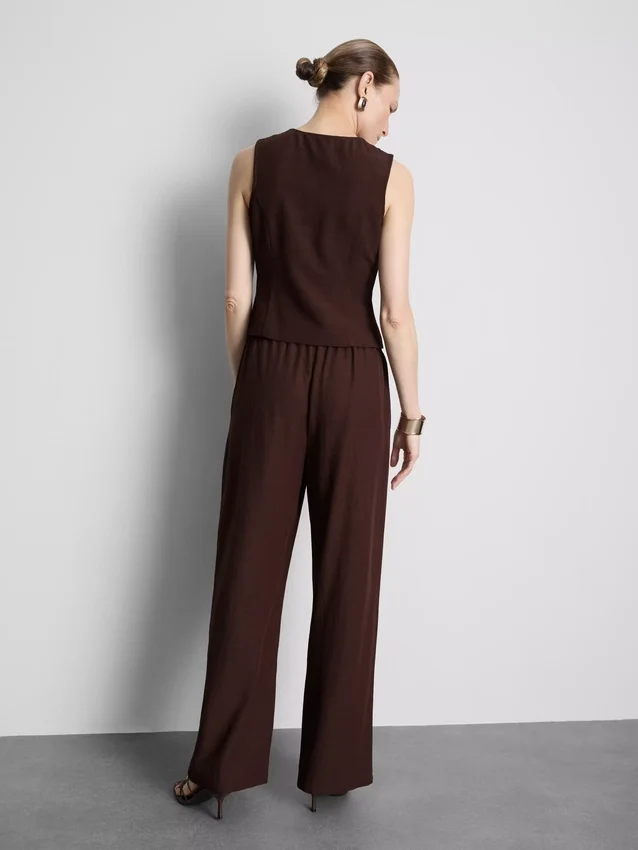 Cotton-blend wide-leg pants