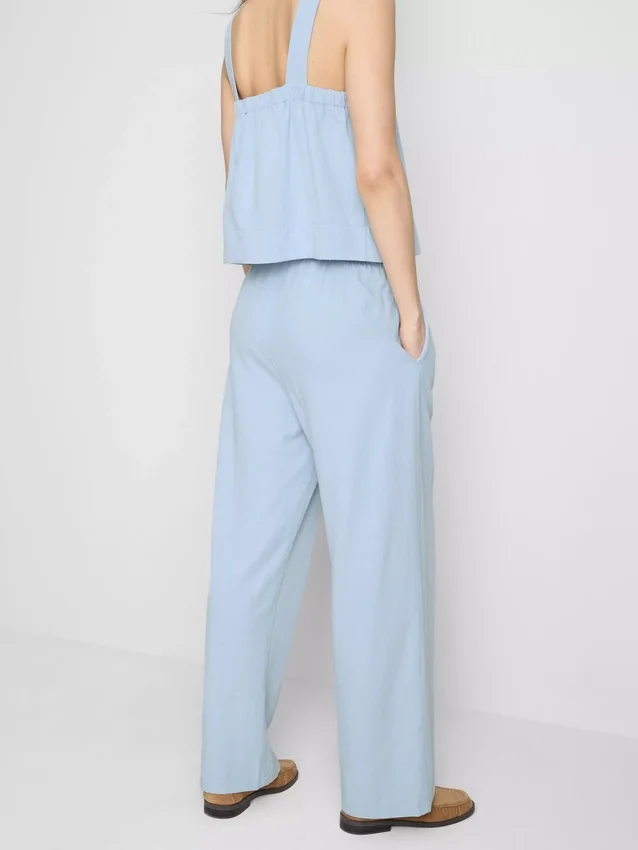Cotton-blend wide-leg pants
