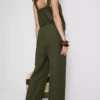 Cotton-blend wide-leg pants
