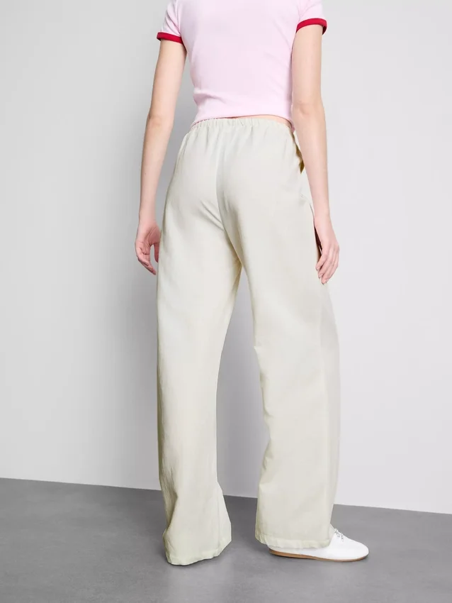 Cotton-blend wide-leg pants