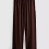 Cotton-blend wide-leg pants