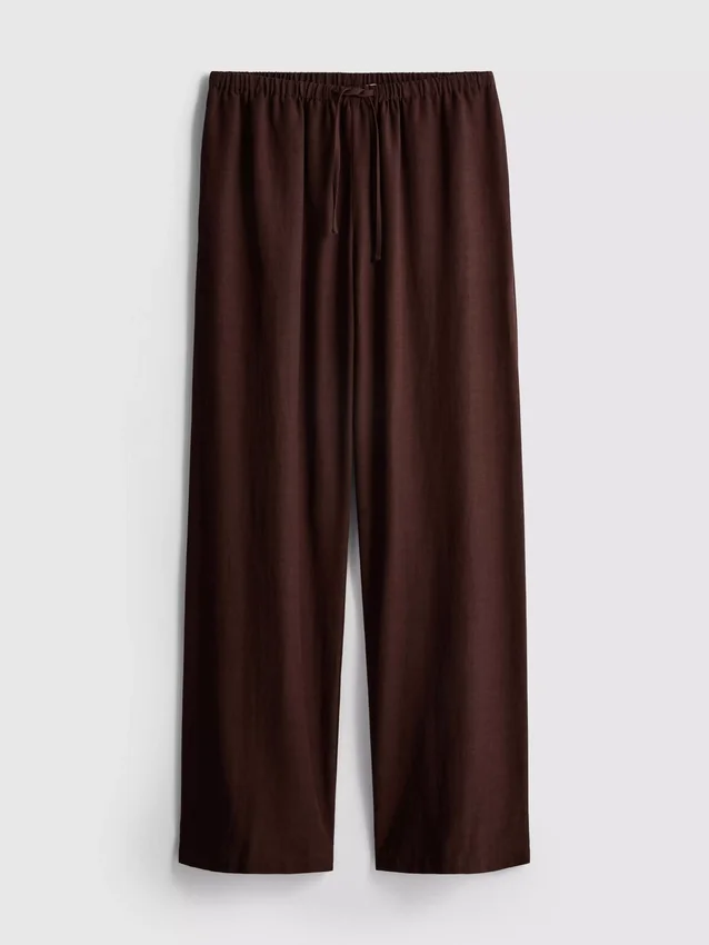 Cotton-blend wide-leg pants