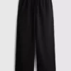 Cotton-blend wide-leg pants