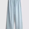 Cotton-blend wide-leg pants