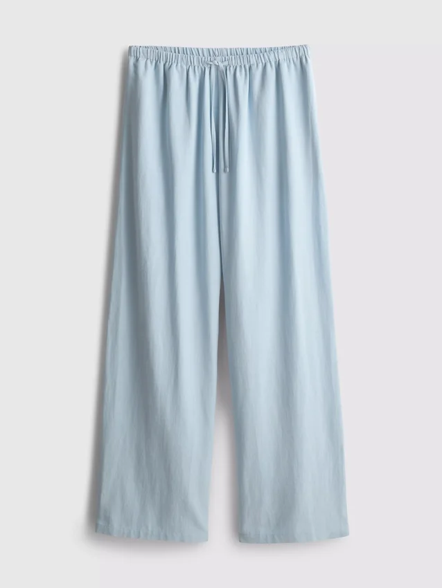 Cotton-blend wide-leg pants