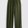 Cotton-blend wide-leg pants