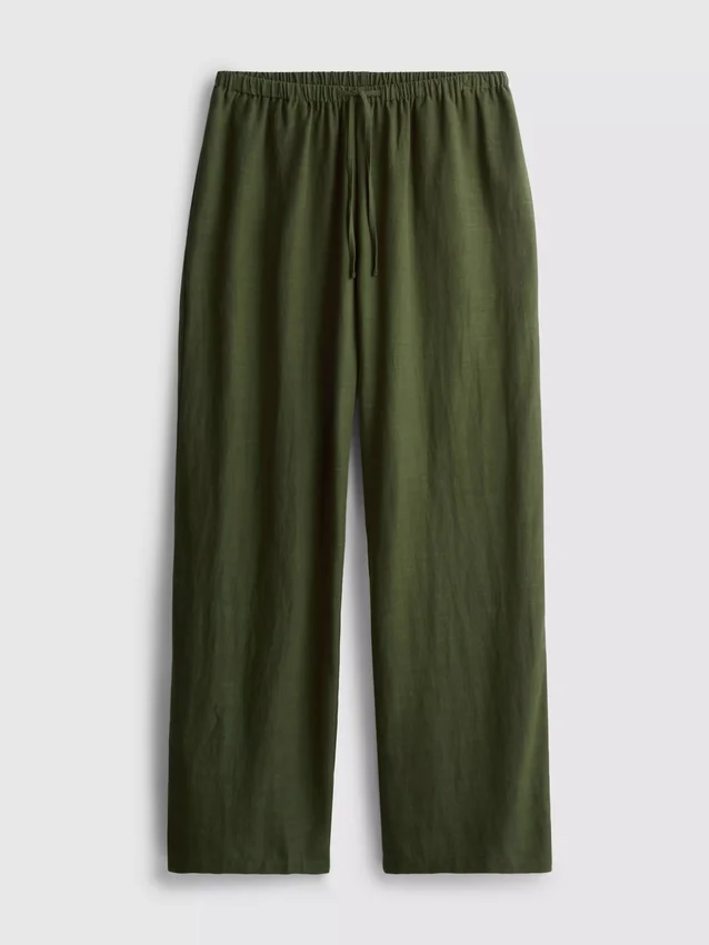 Cotton-blend wide-leg pants