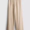 Cotton-blend wide-leg pants