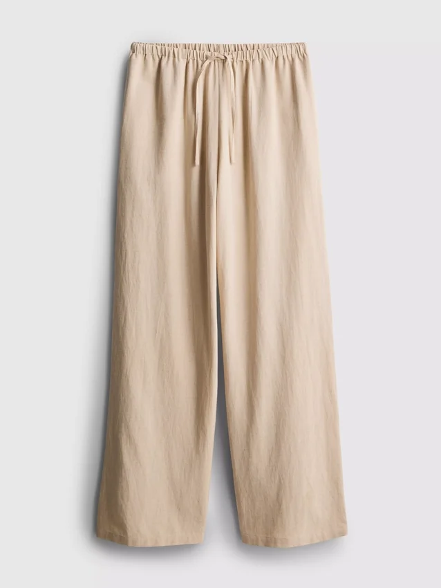 Cotton-blend wide-leg pants