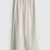 Cotton-blend wide-leg pants