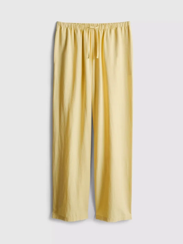 Cotton-blend wide-leg pants