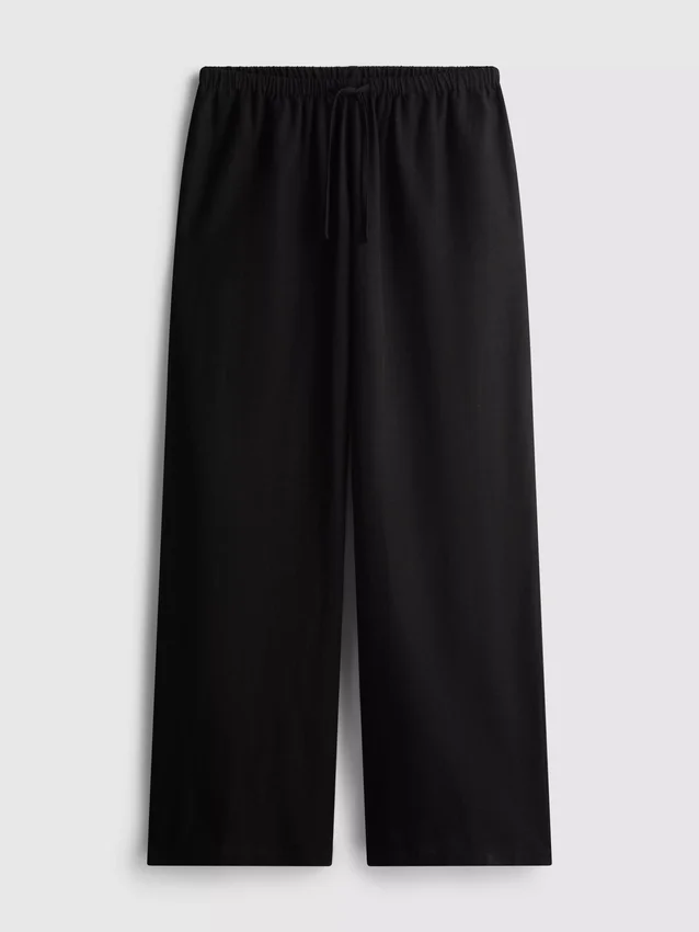 Cotton-blend wide-leg pants