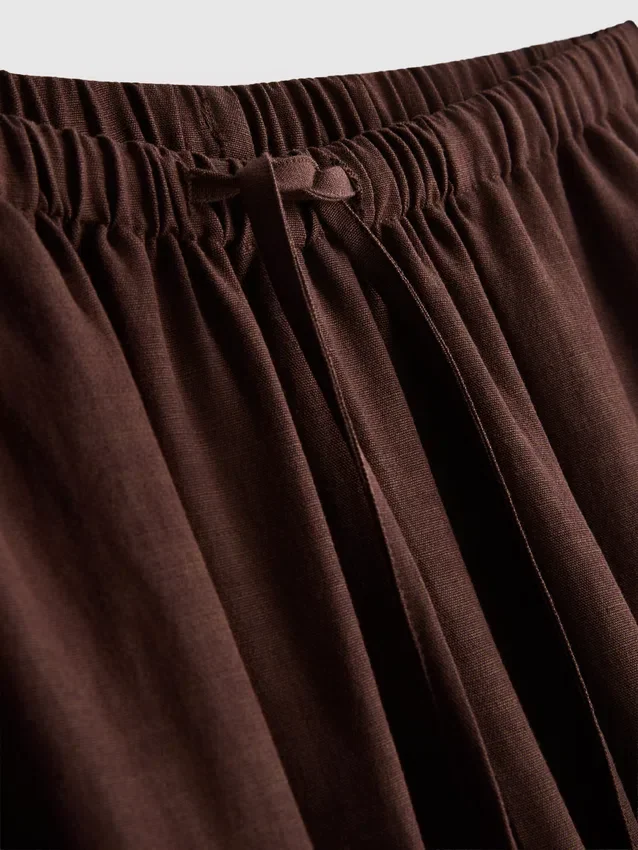 Cotton-blend wide-leg pants