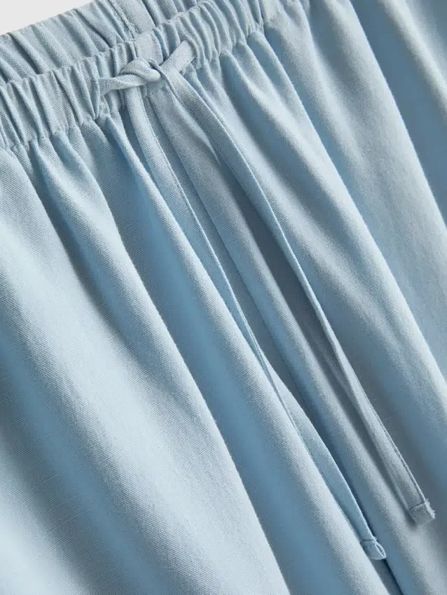 Cotton-blend wide-leg pants