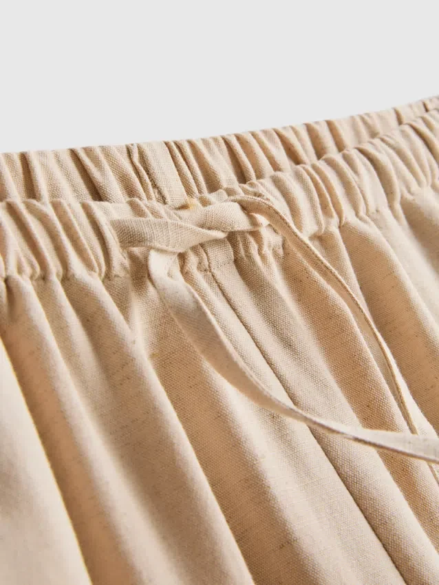 Cotton-blend wide-leg pants