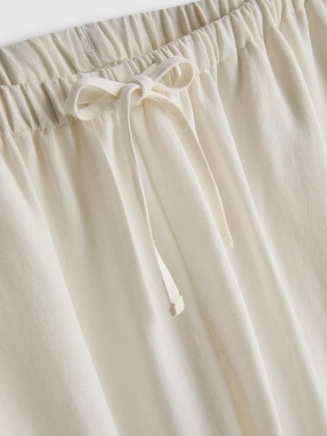 Cotton-blend wide-leg pants